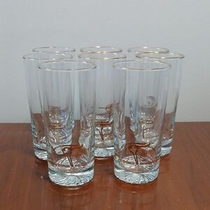 🌸Vintage Olympic Torch Gold Rimmed Glass Tumbler Set